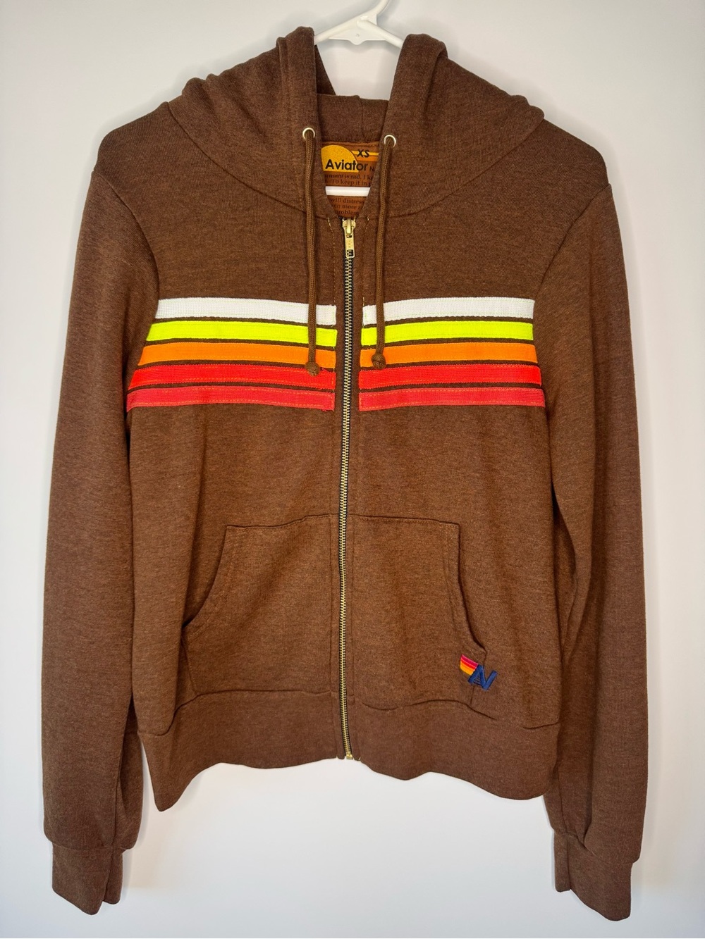 Aviator Nation 5 Stripe Zip Up Hoodie